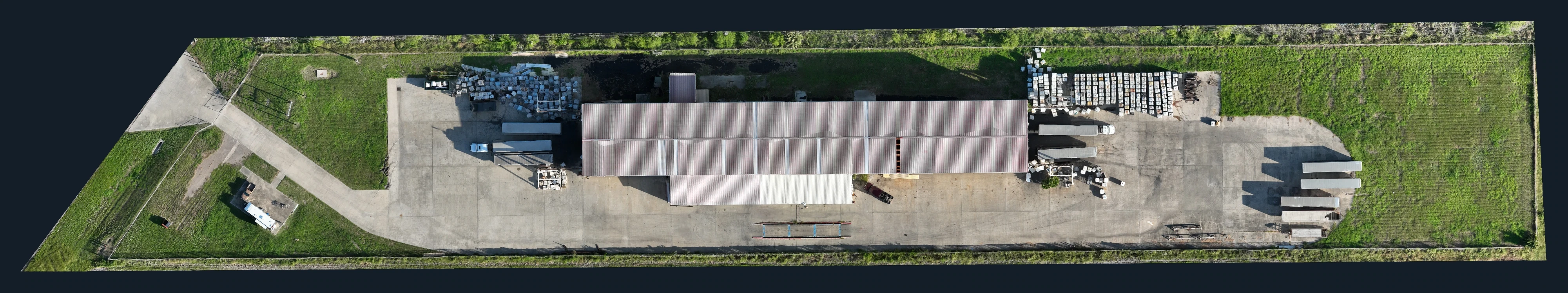 Orthomosaic of warehouse and paved yard